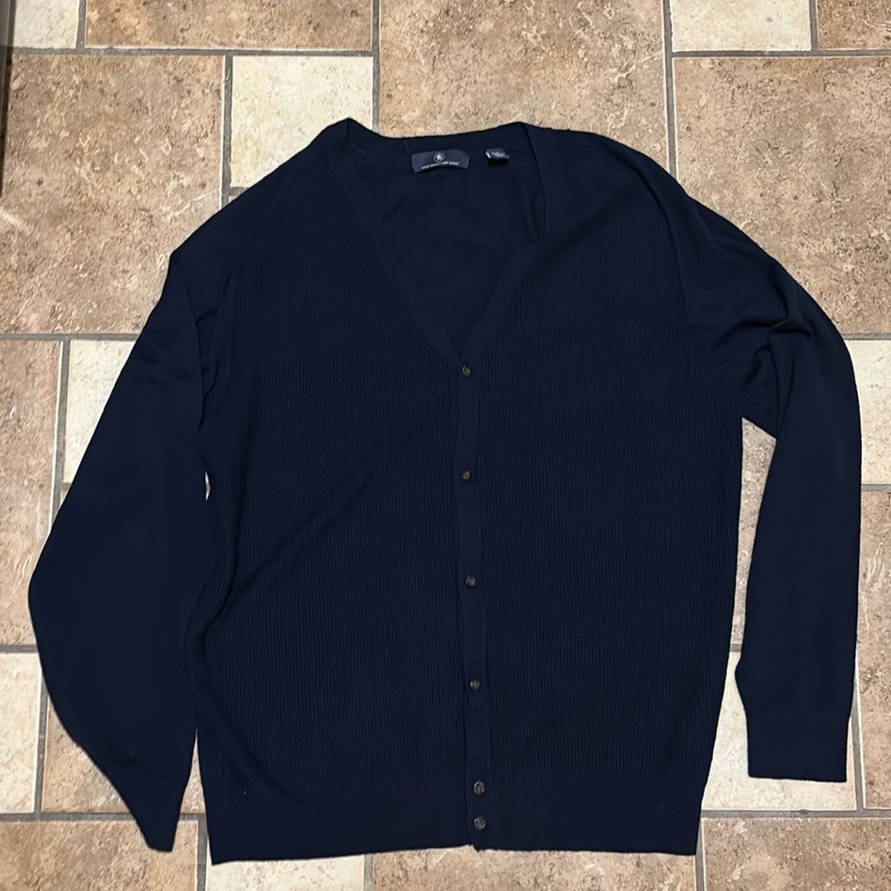 Hart Schaffner Marx Large cardigan 100%‎ extra fine Merino wool excellent  navy